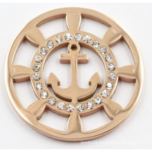 Boat Anchor Coin Plate with White Crytal